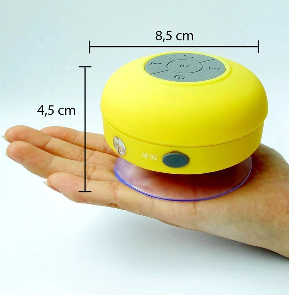 Su Geçirmez Mini Bluetooth Duş Hoparlörü (Sarı) - 3
