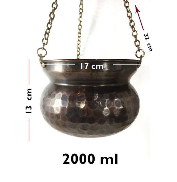 Shark Anatolia Kabak Bakır Askılı Saksı 17cm - 4