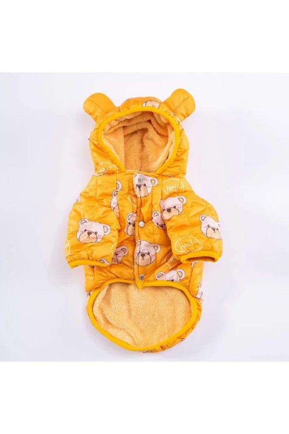 Pawstar Köpek Yellow Teddy Puff Raincoat Large Sırt33cm Göğüs46cm Boyun30cm - Resim 4