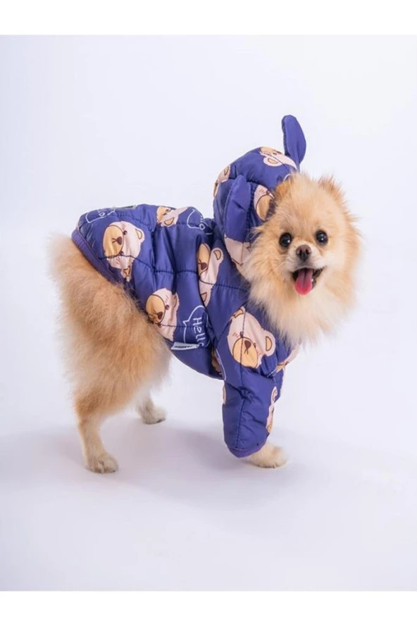 Pawstar Köpek Blue Teddy Puff Raincoat Large Sırt33cm Göğüs46cm Boyun30cm - 4