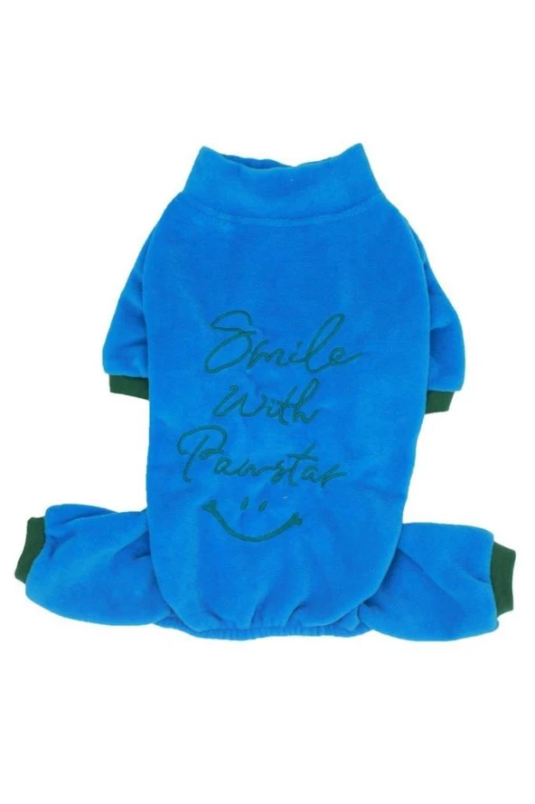 Pawstar Kedi ve KÜÇÜK Köpek Mavi Smile Tulum M Sırt28cm Göğüs41cm Boyun26cm - 5
