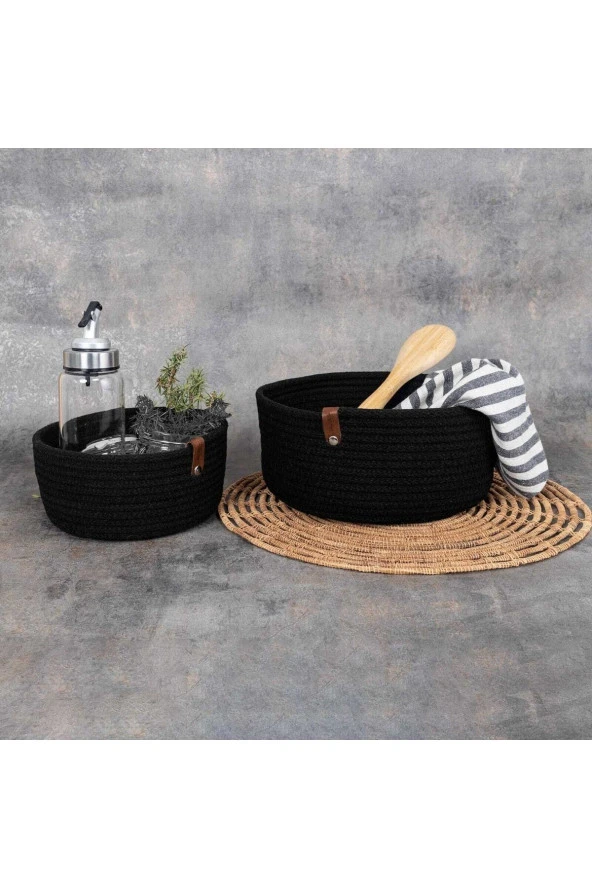 Chıc 2li Dolap Içi Hasır Sepet 23x10 18x9 Siyah - Resim 3