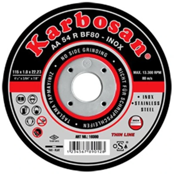 115x1.0x22 Mm Inox Kesici Taş Karbosan-10adet