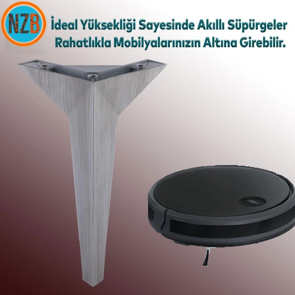 Mobilya Kanepe Sehpa TV Ünitesi Baza Koltuk Ayağı Çekyat Saten Gri Eskitme 18 cm Ayak - 5
