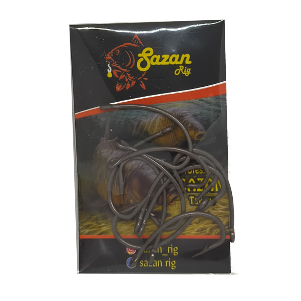 SR SazanRig Kurv Shank Model Teflon Mat Siyah Delikli Olta Iğnesı 2 No (10 Adet) - 2