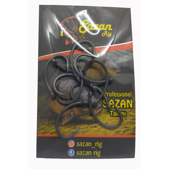 SR SazanRig Krank Model Teflon Mat Siyah Delikli Olta Iğnesı 6 No (10 Adet) - 2