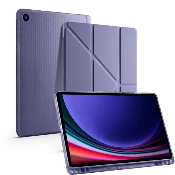 Samsung Galaxy Tab S6 Lite 2024 P620 P610 Kılıf Kalem Bölmeli Trifolding Case 13-15-17 - 9