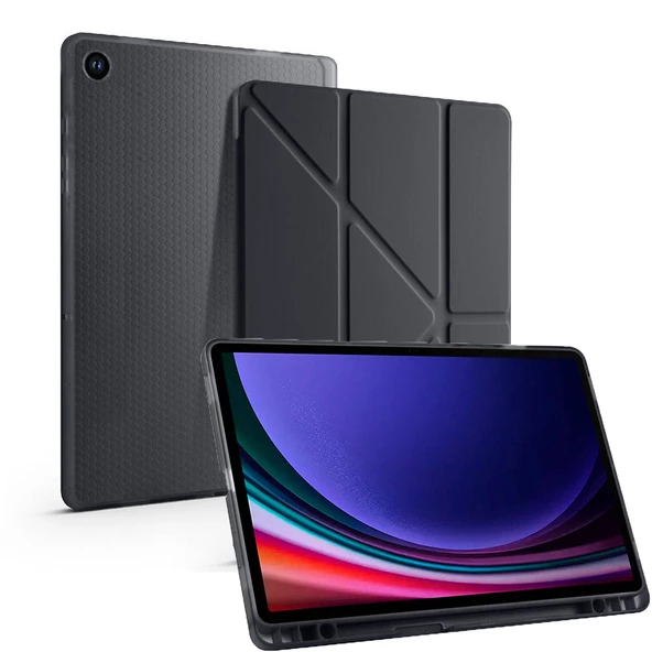 Samsung Galaxy Tab S6 Lite 2024 P620 P610 Kılıf Kalem Bölmeli Trifolding Case 13-15-17 - 3
