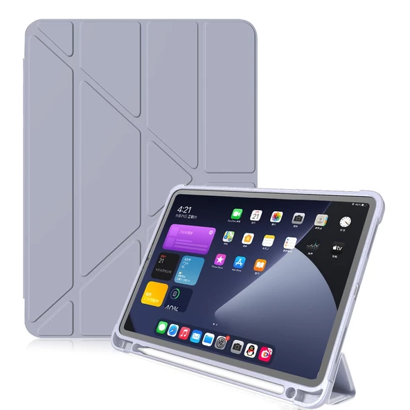 Samsung Galaxy Tab S6 Lite 2024 P620 P610 Kılıf Kalem Bölmeli Trifolding Case 13-15-17