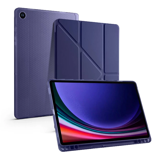 Samsung Galaxy Tab S6 Lite 2024 P620 P610 Kılıf Kalem Bölmeli Trifolding Case 13-15-17 - 9