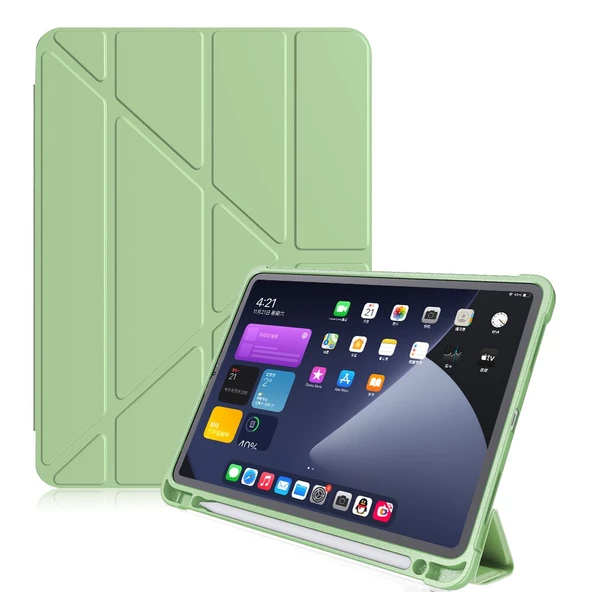 Samsung Galaxy Tab S6 Lite 2024 P620 P610 Kılıf Kalem Bölmeli Trifolding Case 13-15-17 - 3