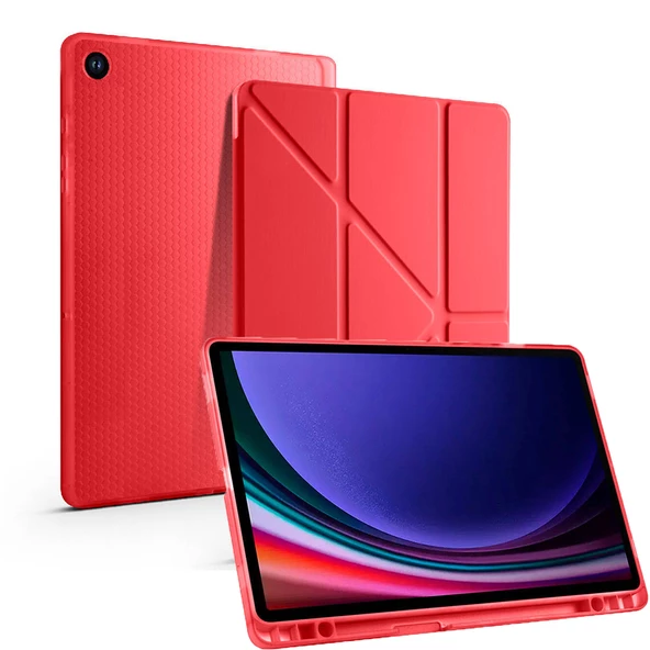 Samsung Galaxy Tab S6 Lite 2024 P620 P610 Kılıf Kalem Bölmeli Trifolding Case 13-15-17 - 4