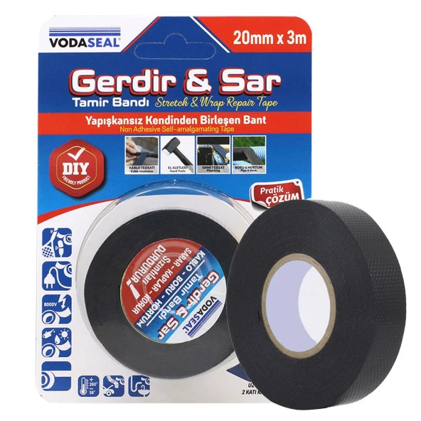 Gerdir Sar Esnek Tamir Bandı 20 mm x 3 Mt Kendinden Birleşen Kauçuk Bant