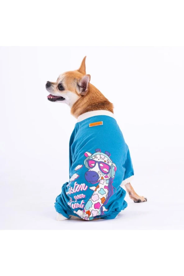 Pawstar Köpek Cadetblue Giraffe Pyjamas Large Sırt33cm Göğüs46cm Boyun30cm