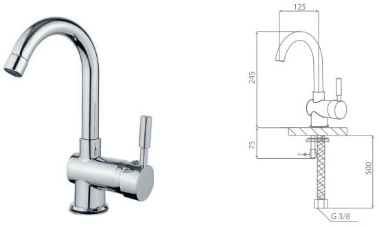 Aceser Roka Döner Kuğu Lavabo Bataryası 4320100804 - Resim 2