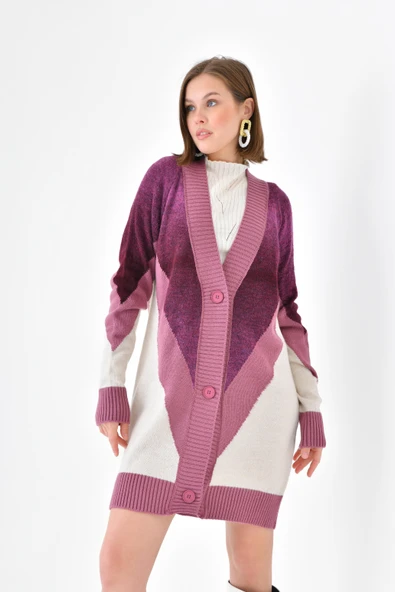 FTZ Women Kadın Geçişli Hırka  Gül 20634 - Resim 5