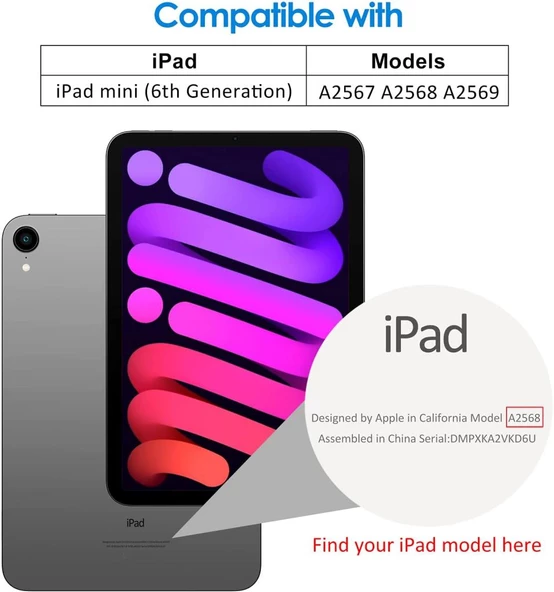 MobaxAksesuar Apple iPad Mini 7 (A17 Pro) Mini 6 Kılıf PU Deri Smart Standlı Case 2021-2024 - 4