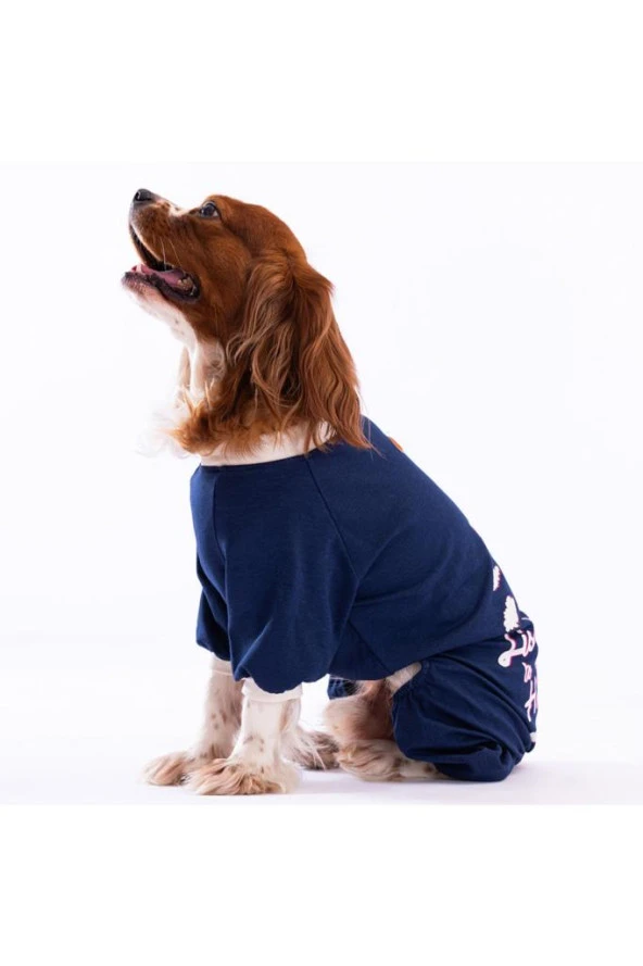 Pawstar Köpek Navy Blue Giraffe Pyjamas Large Sırt33cm Göğüs46cm Boyun30cm - 2