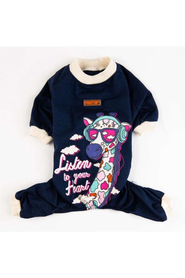 Pawstar Köpek Navy Blue Giraffe Pyjamas Medium Sırt28cm Göğüs41cm Boyun26cm - 3