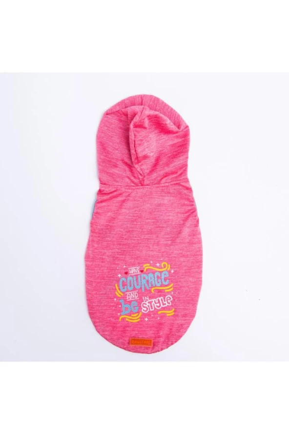 Pawstar Kedi ve KÜÇÜK Köpek T-Shirt Pink Style Hooded Kapşonlu M Sırt28cm Göğüs41cm Boyun26cm - 2
