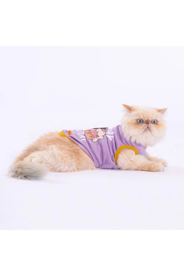 Pawstar Kedi ve KÜÇÜK Köpek T-Shirt Plum Lazy L Sırt33cm Göğüs46cm Boyun30cm - 2