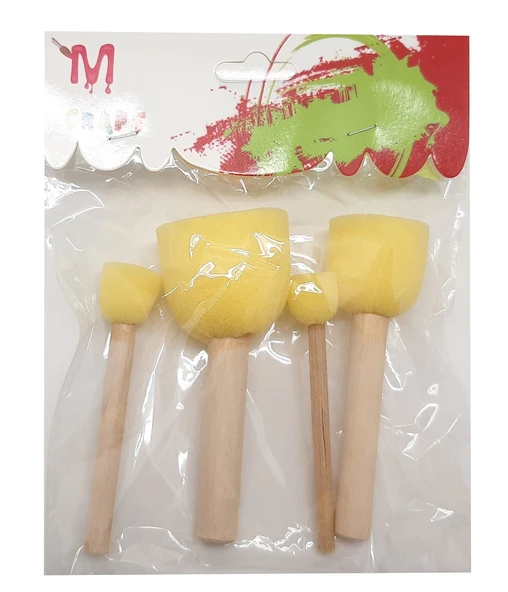 Ponpon Sünger Fırça Ahşap Saplı 4lü ürün görseli