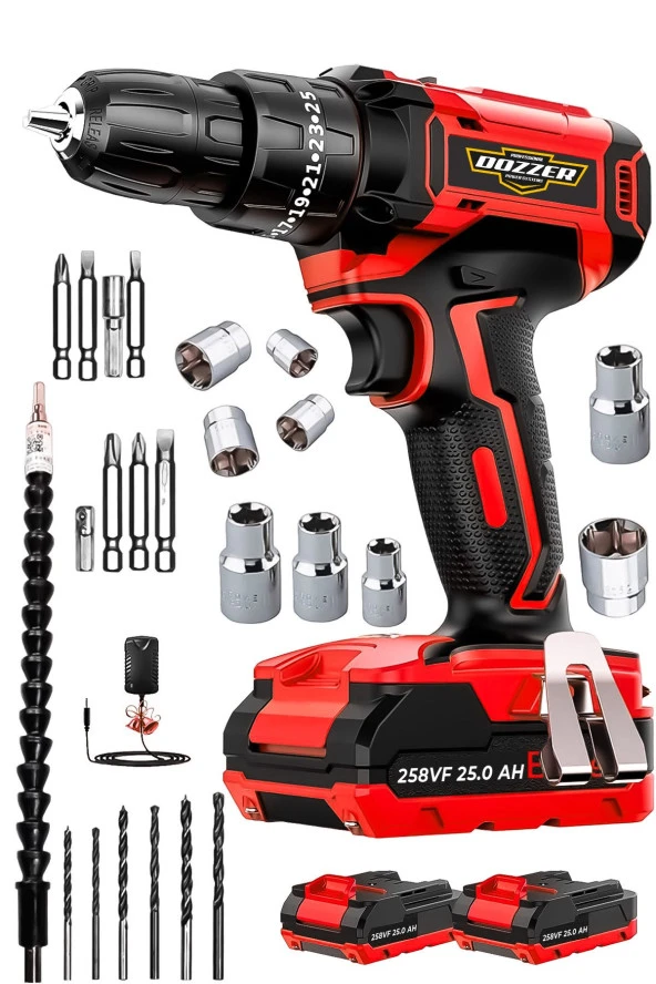 Dozzer Alman Hard-x Darbeli 14.4 V 2ah Çelik Şanzuman Bakır Sargılı 2 Akülü Vidalama Matkap Şarjlı Matkap