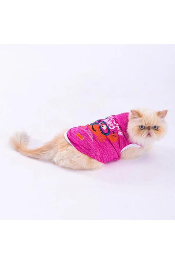 Pawstar Kedi ve KÜÇÜK Köpek T-Shirt Fuchsia Crab 2XL Sırt43cm Göğüs58cm Boyun38cm