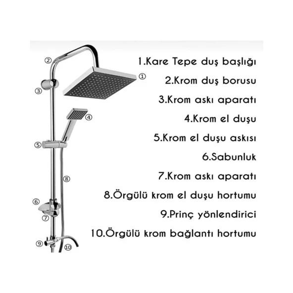 KARE YAĞMURLAMA ROBOT DUŞ SETİ PRİNÇ YÖNLENDİRİCİLİ - 2