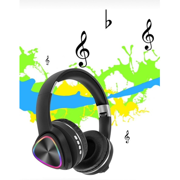 Z11BT Kablosuz Kulak Üstü RGB Led Işıklı Stereo Bluetooth Kulaklık - 6