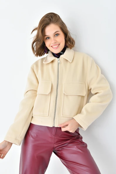 FTZ Women Kadın Kaşe Ceket Taş RBN4070 - 5