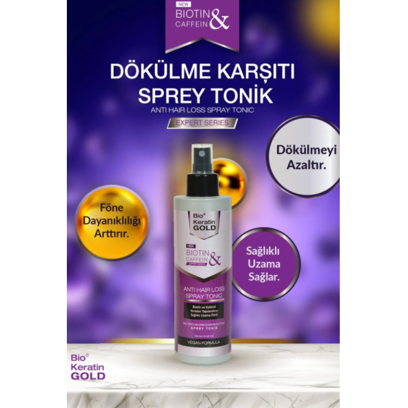 Bio Keratin Gold Biotin & Kafein Dökülme Karşıtı Saç Toniği Şampuan Saç Bakım Kremi Saç Detoxu 4'lü Set - 5