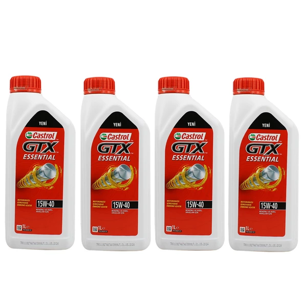 Castrol GTX Essential 15W-40 1 Lt Dizel Benzinli Motor Yağı (4 Adet)