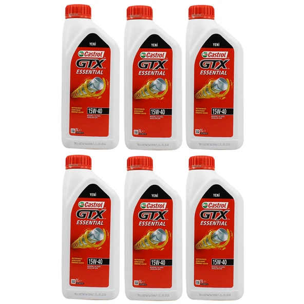 Castrol GTX Essential 15W-40 1 Lt Dizel Benzinli Motor Yağı (6 Adet)