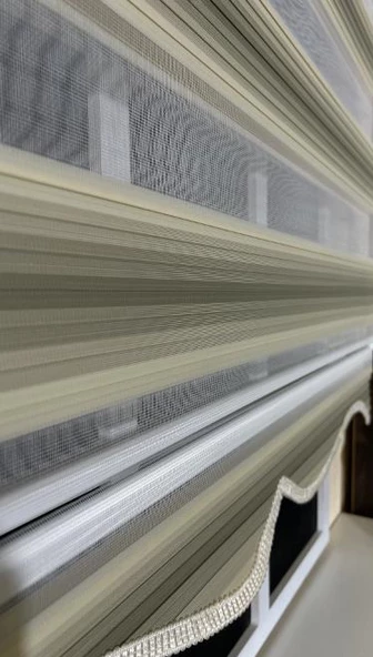 Zebra Stor Plise Krem Renk Geçişli Etek Dilimli ST129  Krem 60 x 200 - 3