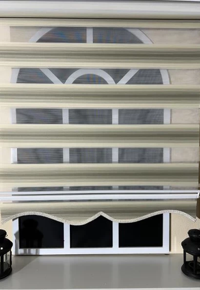 Zebra Stor Plise Krem Renk Geçişli Etek Dilimli ST129  Krem 60 x 200 - 2