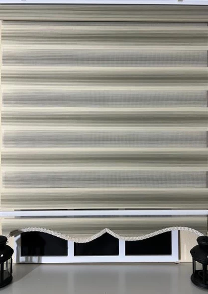 Zebra Stor Plise Krem Renk Geçişli Etek Dilimli ST129  Krem 60 x 200 - 5