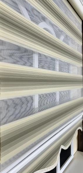 Zebra Stor Plise Krem Renk Geçişli Etek Dilimli ST129  Krem 150 x 260