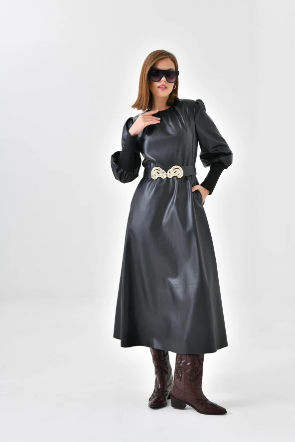 Ftz Women KadınDeri Elbise Siyah 30641