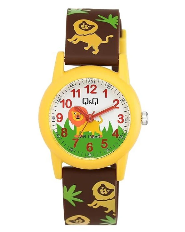 Q&Q V22A-019VY KAHVERENGİ SİLİKON KORDON RAKAMLI ÇOCUK KOL SAATİ