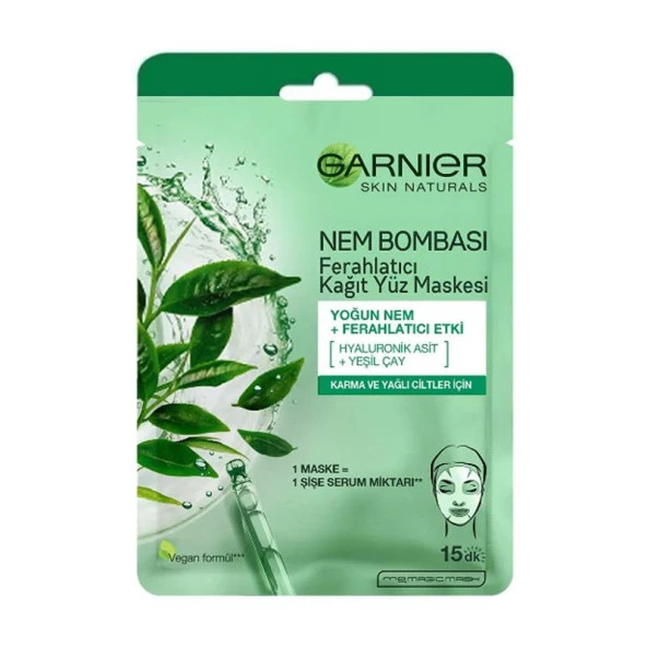 Garnier Kağıt Yüz Maskesi Ferahlatıcı Nem Bombası 28 Gr