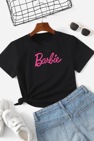 Çocuk Barbie Baskılı Pamuklu Tshirt