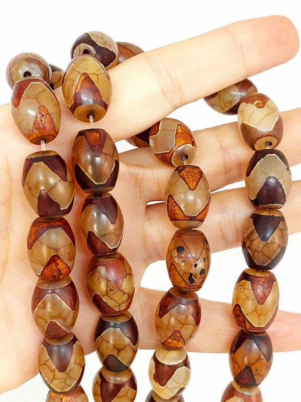 Kaplan Dişi Tibet Akik Taşı Şekilli Kesim 12x15mm/adet (45790-1) - Resim 2