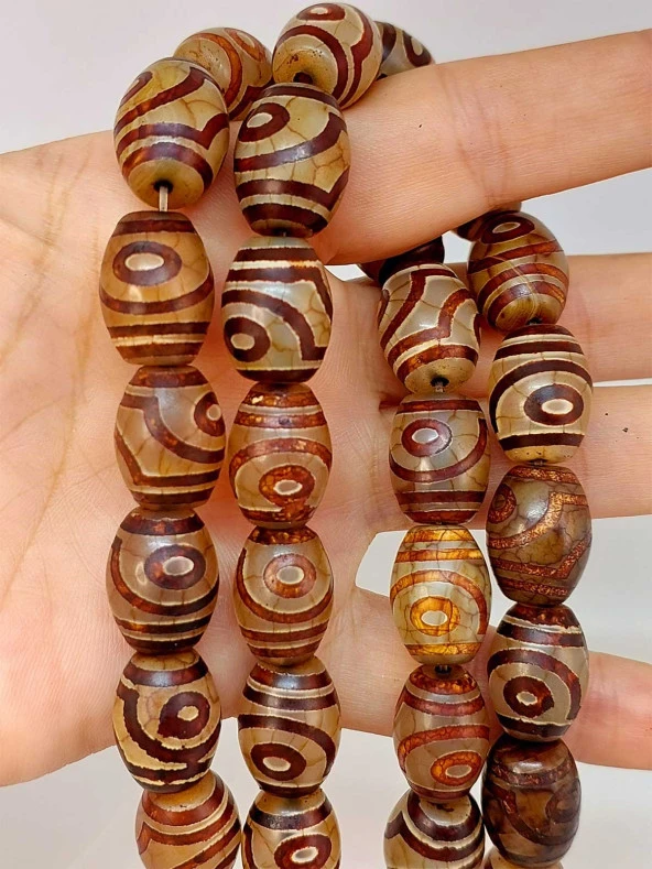 2 Göz Tibet Akik Taşı Şekilli Kesim 12x15mm Dizi (45792) ürün görseli