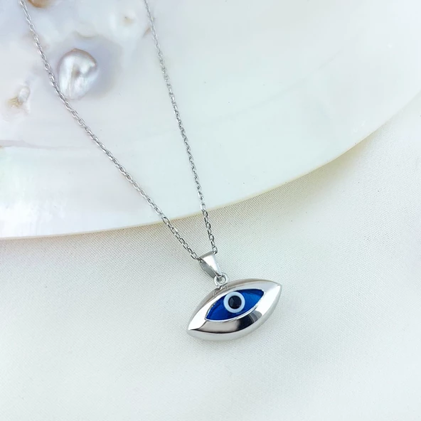 Vaoov 925 Ayar Gümüş Rodyumlu Göz Nazar Kolye - Resim 4