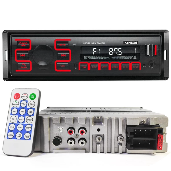 MEGA VM-103 Oto Teyp 4X50 Watt Bluetooth 2xUsb Sd Fm Aux