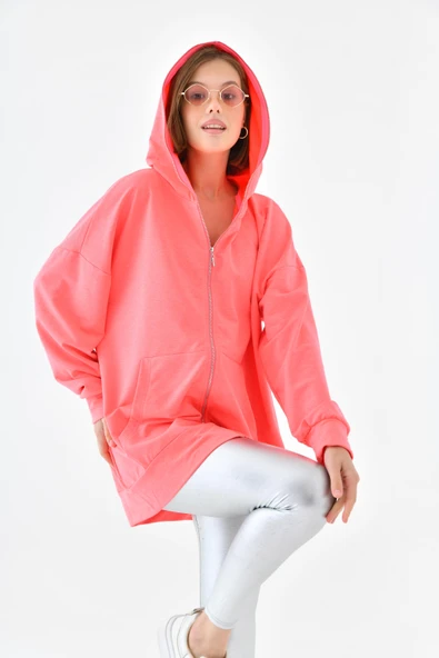 FTZ Women Kadın Fermuarlı Sweat  N.Fuşya 10005 - 6
