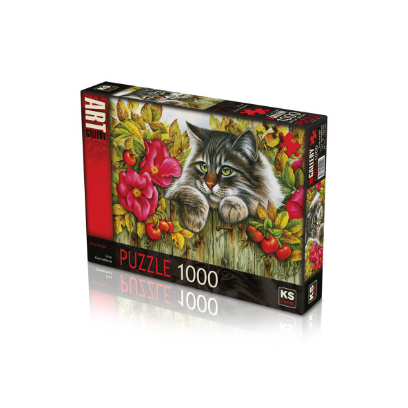 KS Games Çit Üzerine Kedi ve Çiçekler 1000 Parça Puzzle - 2