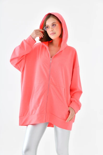 FTZ Women Kadın Fermuarlı Sweat  N.Fuşya 10005 - 3