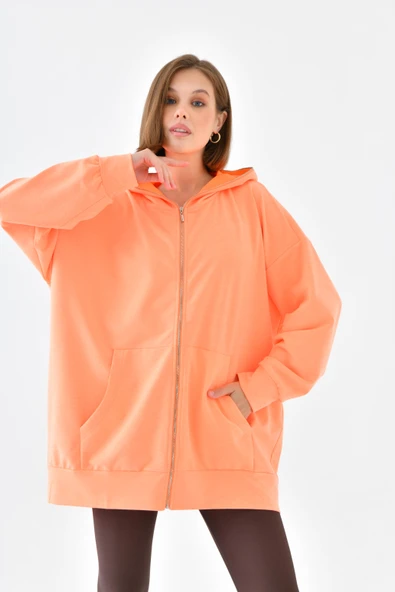 Kadın Fermuarlı Sweat N.Oranj 10005 - 3